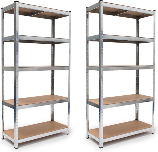 BRASQ Rack Cabinet - Set of 2 - Metal Storage Rack - pantry - wall cabinet - Warehouse Rack 180x90x40 - 5 layers - 175 KG per shelf - max 875 KG