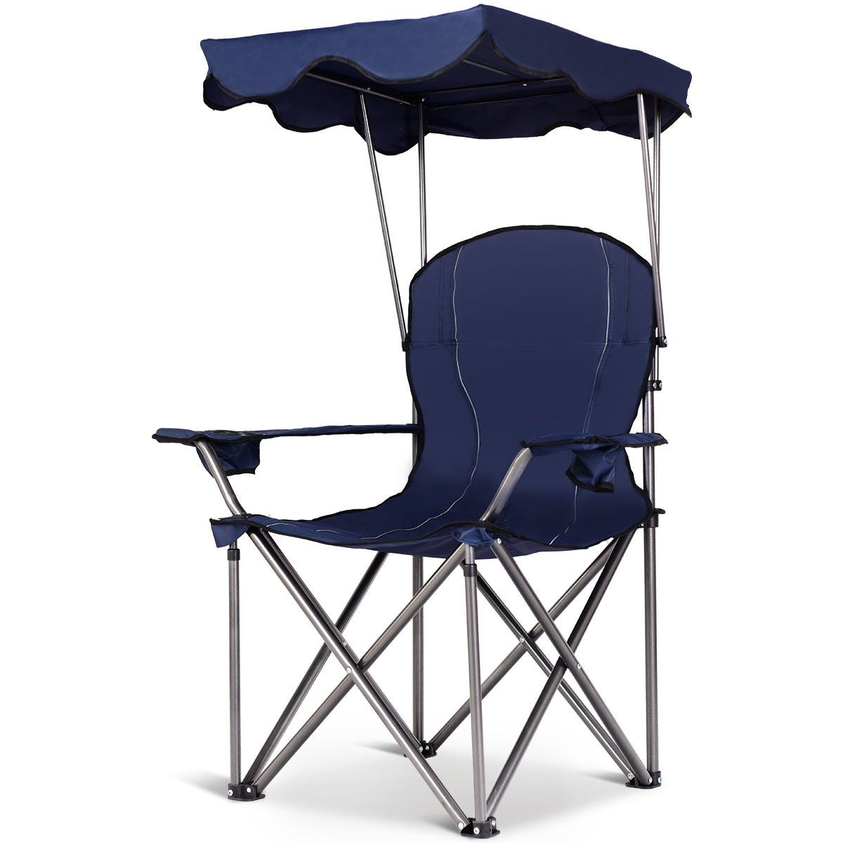 Coast Chaise de camping pliable - parasol - porte-gobelet Sac de transport - 96,5 x 67,5 x 130 cm - bleu