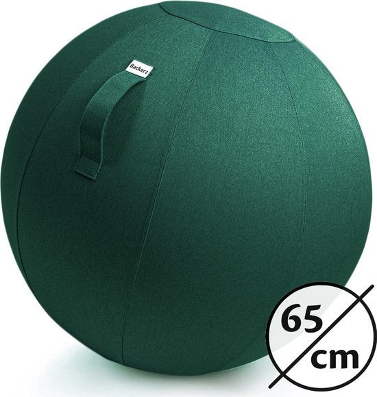 Backerz® Zitbal Linnen 65 CM - Zitballen met Hoes - Balanskruk – Luxe Yoga Bal - Ergonomische Bureaustoel Bal - Donkergroen