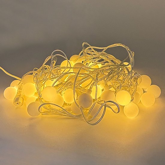 Foryouliving Guirlande lumineuse d'extérieur de 10 mètres - 50 ampoules LED blanc chaud - Guirlande lumineuse connectable avec 8 fonctions - Éclairage de jardin et d'ambiance - Éclairage de fête