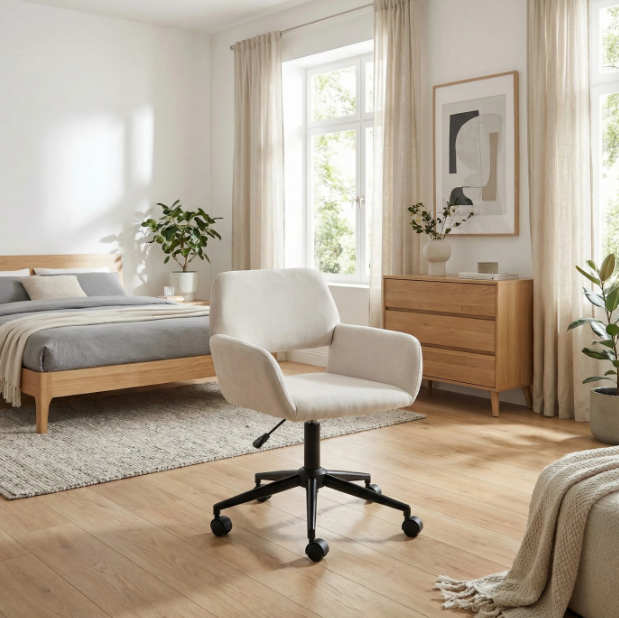Chaise de bureau pour enfant Urban Meuble en tissu - Beige - 57,5 x 58 x 84,5 cm - Réglable en hauteur