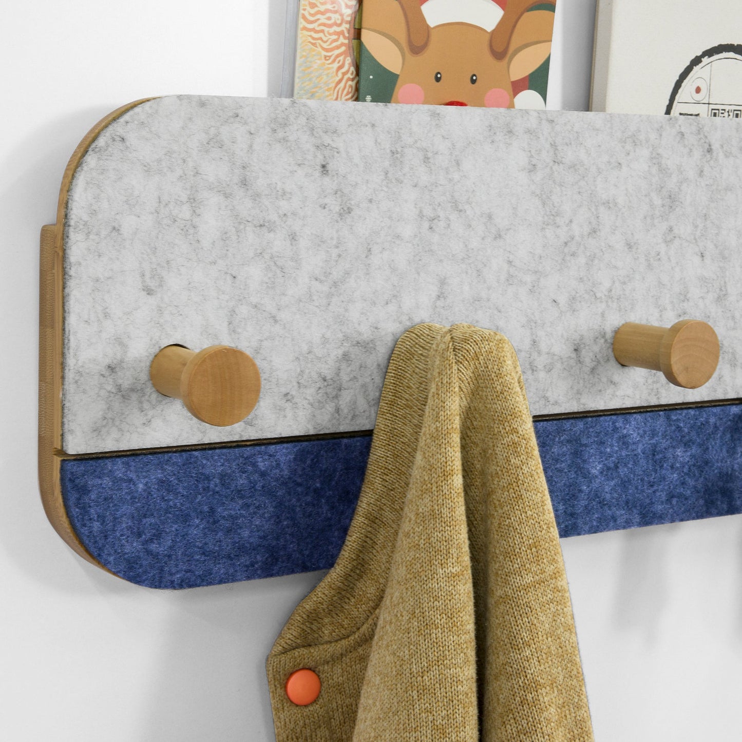 Porte-manteau mural SoBuy à 5 crochets - Bambou et feutre - 55 x 3 x 19 cm