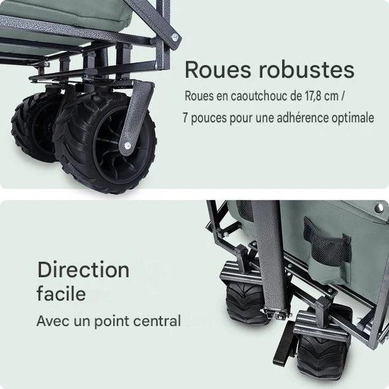 LifeGoods Chariot - Pliable - Capacité de charge 80KG - 94L - Polyester lavable - Vert