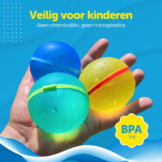 TTD® Ballons d'eau réutilisables à fermeture automatique - 6 pièces - 16 aimants - Silicone souple - Respectueux de l'environnement - Pour enfants et adultes