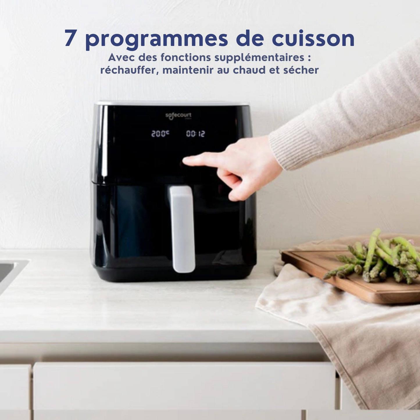 Airfryer - Safecourt Kitchen - Friteuse - 1700W - Capacité 5L - 40ºC à 200ºC - Noir