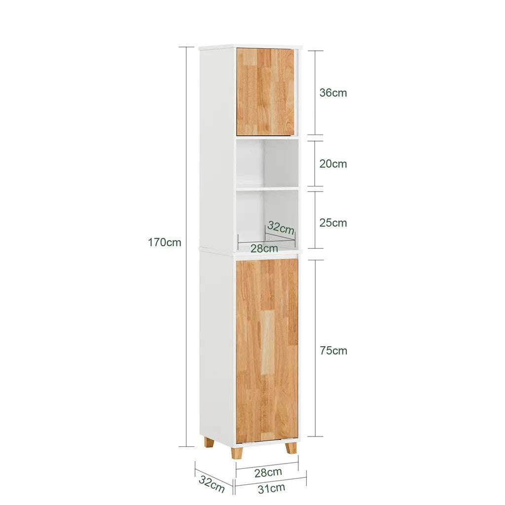 SoBuy - meuble de salle de bain avec sac à linge escamotable - blanc - 31x170x32cm
