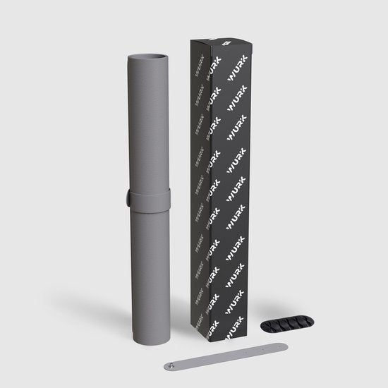 WURK Tapis de bureau professionnel en cuir synthétique - Organiseur de bureau - Accessoires de bureau - Tapis de souris XXL - Avec clip de câble - 80x40 - Gris