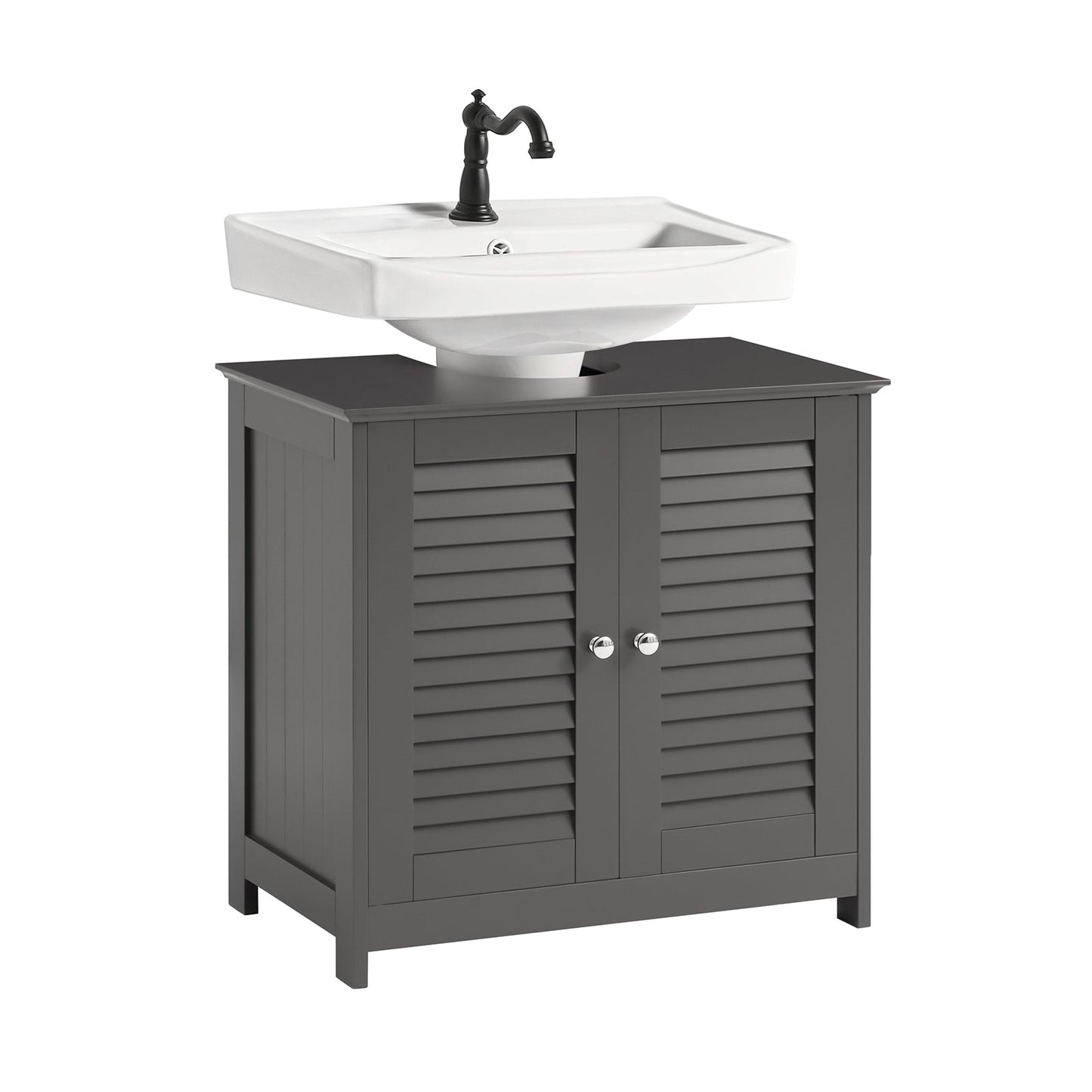 Meuble de salle de bain - SoBuy - 2 Portes et 2 Couches - Gris - 60x35x58cm