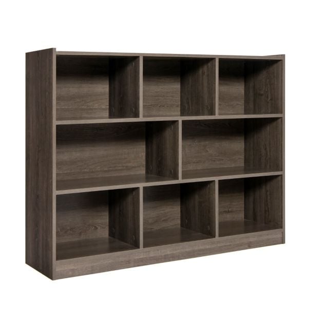 Coast Bookcase Grey - Étagère de rangement ouverte à 3 niveaux avec 8 compartiments - 122 x 32 x 93 cm