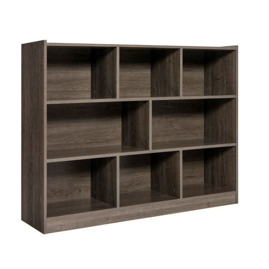 Coast Bookcase Grey - Étagère de rangement ouverte à 3 niveaux avec 8 compartiments - 122 x 32 x 93 cm