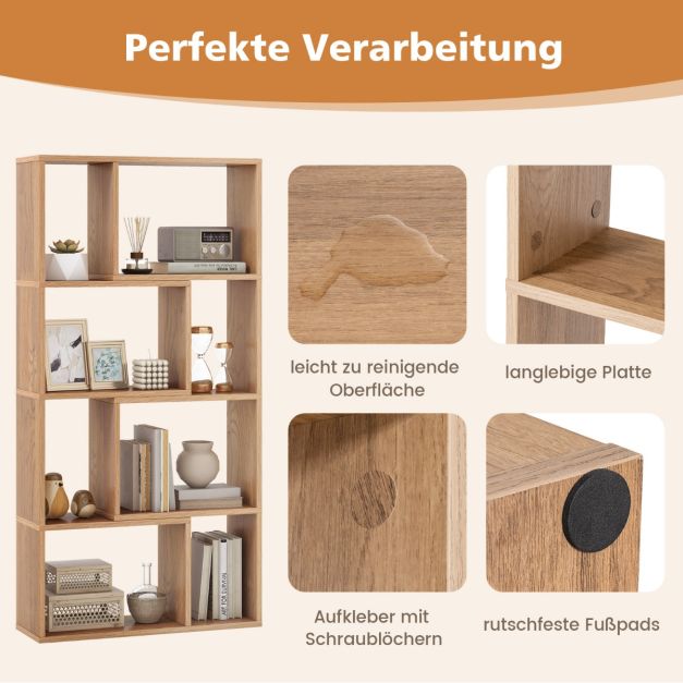Coast Bookcase - Bibliothèque autoportante à 4 niveaux avec 8 compartiments - 60 x 20 x 120 cm