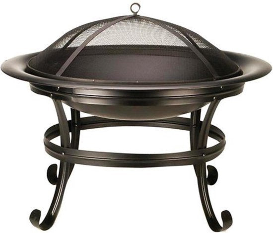 Brasero avec protection anti-étincelles – BBQ Collection - Foyer extérieur en acier carbone – 77 x 17 x 76 cm – Poêle de terrasse pour bois de chauffage - feu de camp et le jardin