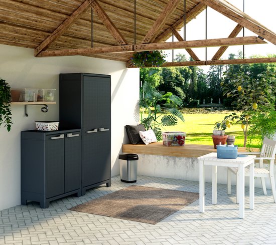 Keter Moby - Armoire haute - 4 étagères - 150kg max - 80x44x182 cm - Plastique - Anthracite