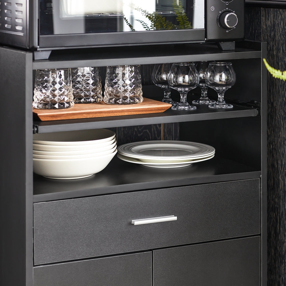 SoBuy Chariot de cuisine à roulettes - Max. 60 kg - 2 Armoires - 59 x 92 x 40 cm - Noir