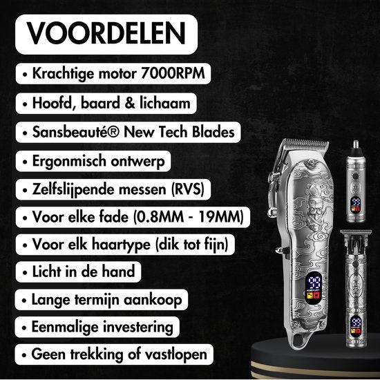 Tondeuse à cheveux professionnelle sans fil 4 en 1 - Tondeuse à cheveux pour hommes - Cheveux - Tondeuse à cheveux - Machine à cheveux pour coiffeurs - Tondeuse à cheveux - Tondeuse à barbe - Barber Hair Clipper - Hairdresser Buddha Trimmer - Barber Set