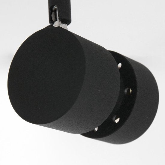 Spot Natasja 7902ZW : spot noir à 2 lampes en métal avec douilles GU10 à intensité variable, pour l'intérieur, au design moderne
