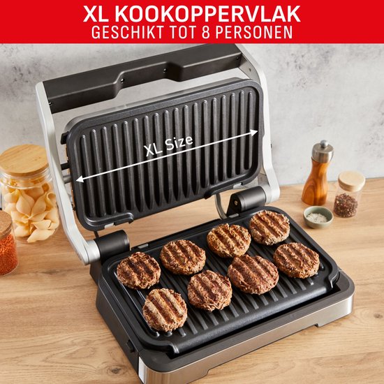 Tefal OptiGrill 4-en-1 GC774D - Gril de table intelligent - Plateau de cuisson inclus - 9 programmes automatiques - Indicateur de cuisson - 2100 W