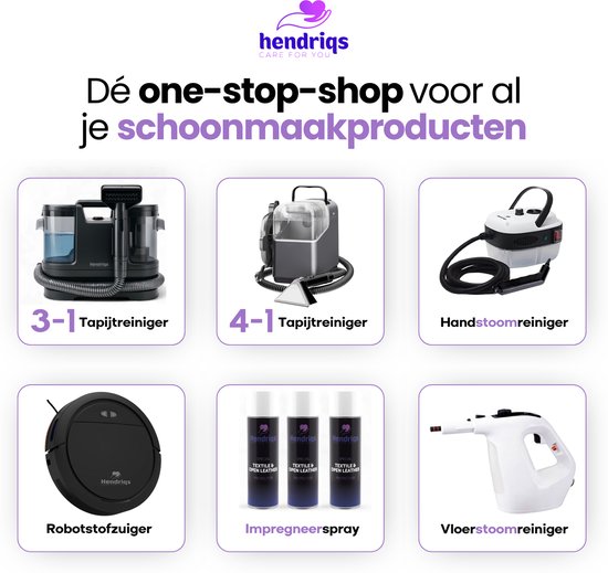 Nettoyeur de tapis Hendriqs® 3-1 à 65 °C avec fonction anti-obstruction | Puissance d'aspiration la plus élevée de sa catégorie - Nettoyeur portable pour éliminer les taches sur les canapés, les textiles et les matelas - Nettoyeur de canapés avec aspirati
