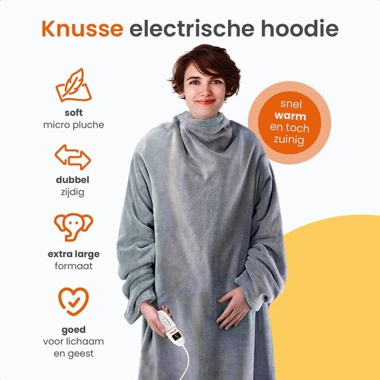 Couverture électrique Goliving avec manches - Plaid en laine polaire - Couverture grande taille - Couverture électrique lavable avec 9 réglages et minuterie - 195x125cm - Gris