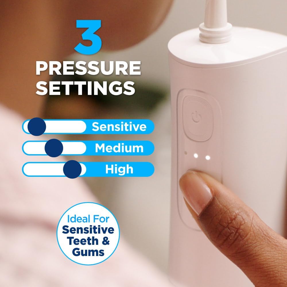 Hydropulseur Ontel Miracle Smile - Hydropulseur sans fil avec tête en forme de H - 4 jets d'eau - 3 niveaux de pression - Rechargeable par USB