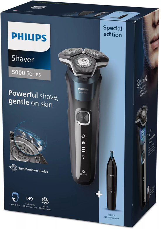Philips Shaver Series 5000 - Rasoir électrique - Rasage sur peau sèche ou humide - Technologie SkinIQ - S5889/11