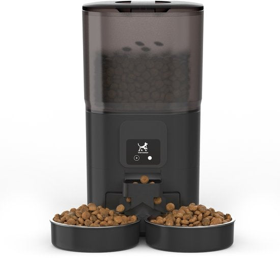 Viervoeter Feed Dual - Mangeoire automatique 7 L - Chat et chien - Distributeur automatique de nourriture avec application et alerte sonore - Noir