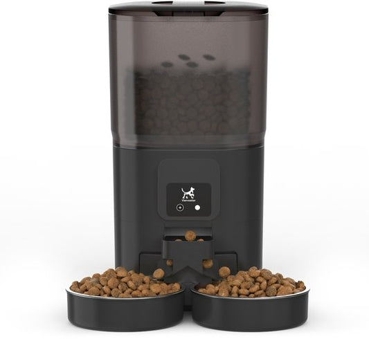 Viervoeter Feed Dual - Mangeoire automatique 7 L - Chat et chien - Distributeur automatique de nourriture avec application et alerte sonore - Noir