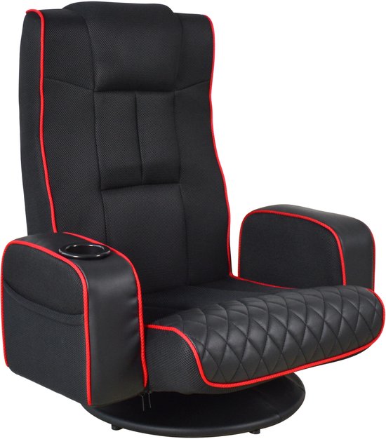 VDD Gaming - Fauteuil de gaming - Fauteuil au sol - Fauteuil de gaming noir/rouge - Fauteuil au sol réglable