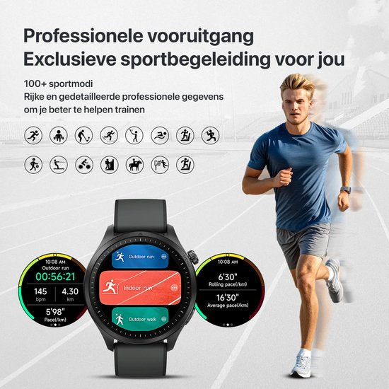 Otiume Modern Pulse GTR1 – Montre connectée – Écran AMOLED 46 mm – Double GPS – Appels via Bluetooth – Noir