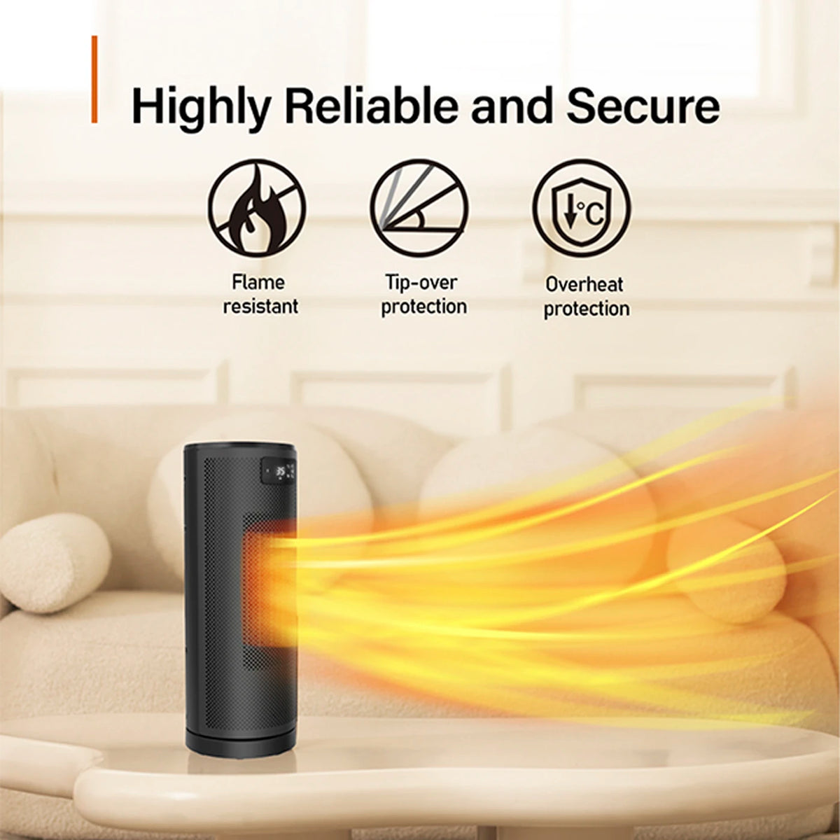 Radiateur soufflant céramique OmniHeat 1 800 W – 4 niveaux de chaleur, mode Éco, télécommande et minuterie 24 heures