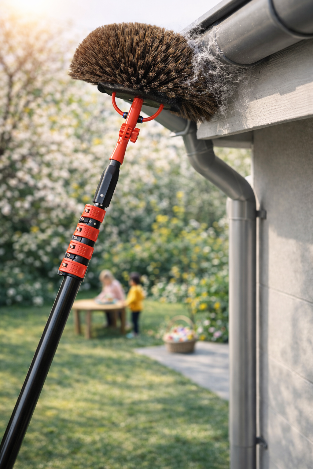 Brosse de lavage télescopique Hortensus - Avec raccord d'eau et distributeur de savon - 6.5M de long