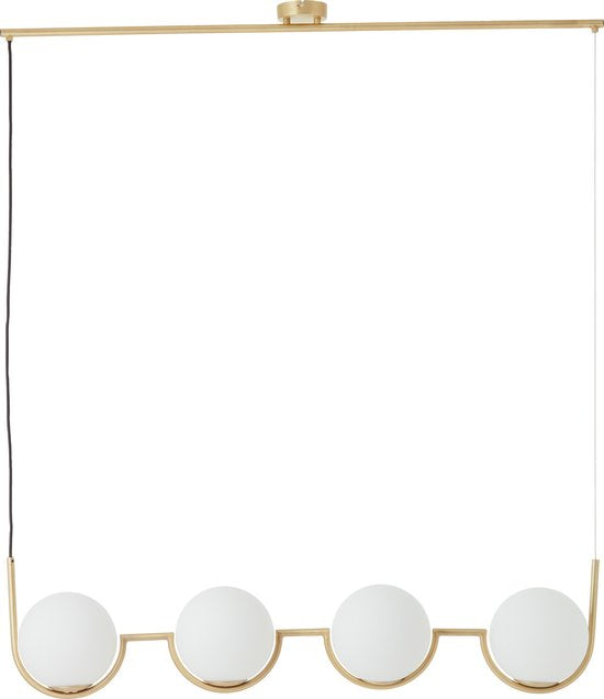 Lampe suspendue Brilliant Glint 4 flammes bois/verre de laiton/métal 4x D45, E14, 40 W, Convient pour une lampe suspendue (non incluse)