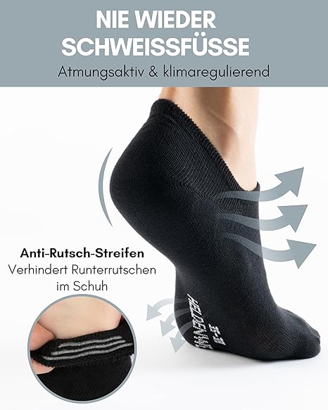 HELDENWERK 10 paires de chaussettes de cheville pour femmes et hommes, chaussettes d'entraînement invisibles, respirantes et confortables - Taille 39-42 - en noir,