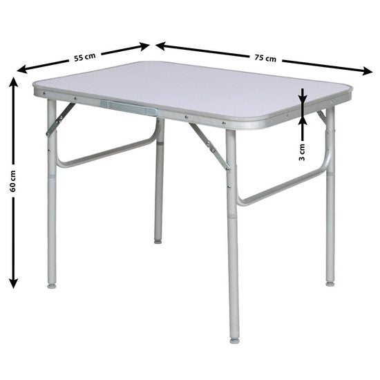 tectake® - Table de camping pliante - Table de camping portable - Table pliante d'extérieur - Table pliante - Résiste aux intempéries - 75x55x68cm - Gris