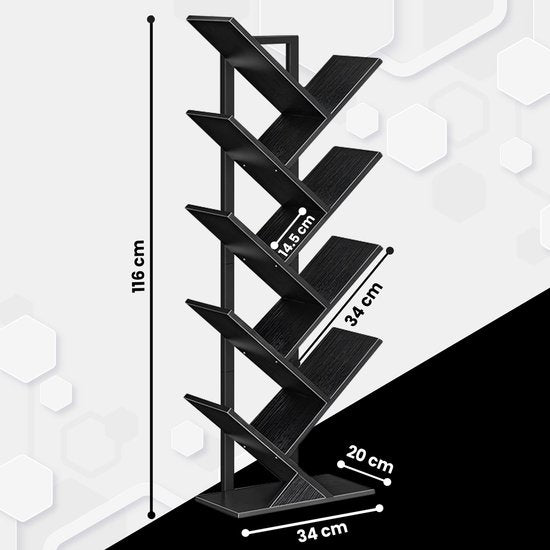 Bayt Bookcase - Bibliothèque - Bois industriel - Noir - 116x20x34 cm