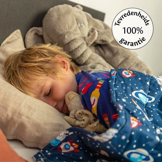 Ella® Couverture lestée pour enfant 3,2kg - 100 x 150cm - Couverture lestée - OEKO-TEX Coton - Espace & Astronautes