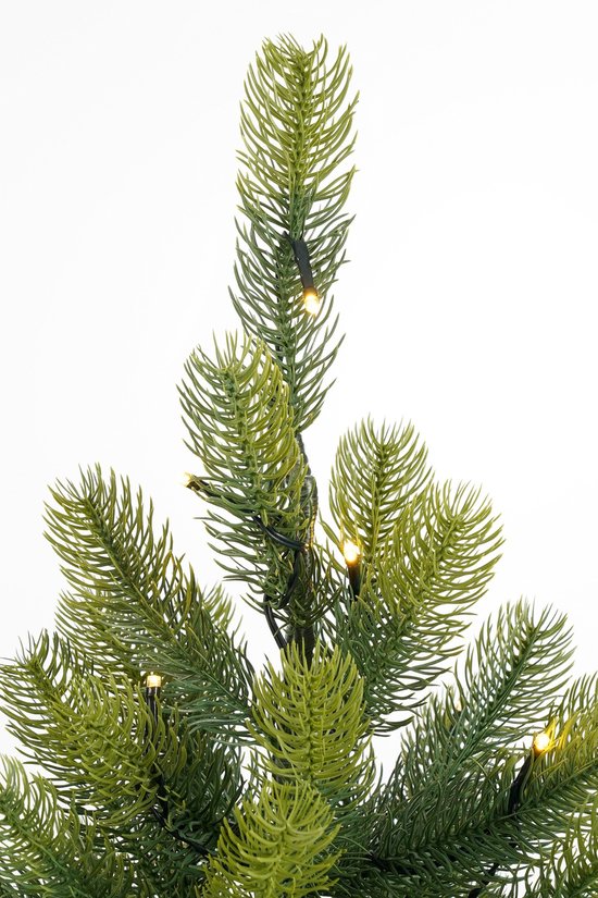 Black Box Trees Nagoya : sapin de Noël artificiel avec éclairage - Sapin artificiel H 90 x P 42 cm - Sapin de Noël artificiel dans un pot en plastique - Décoration de Noël d'intérieur - Avec pile et minuterie - 175 branches - Vert