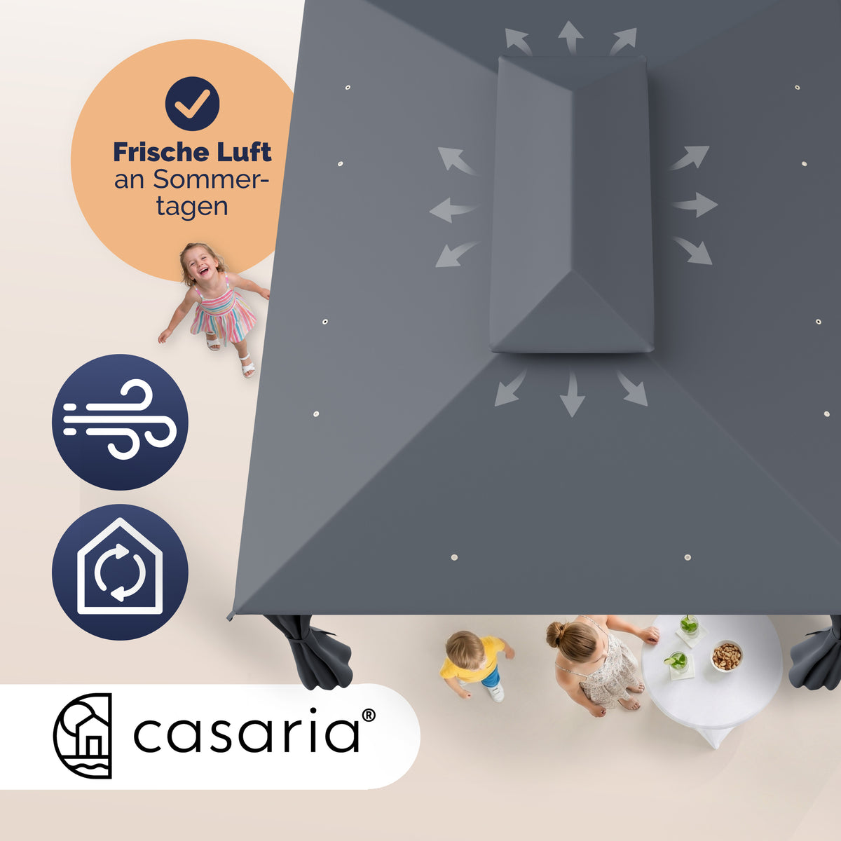 Pavillon Casaria Topas 3 x 4 m - Avec parois latérales et toit ventilé - Protection UV 50+ - Structure en acier - Anthracite