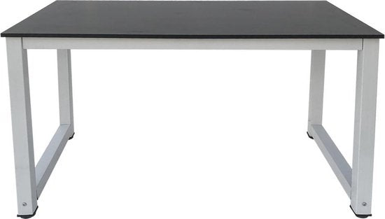 Bureau table informatique - table de cuisine - métal bois - 120 cm x 60 cm - blanc avec plateau noir