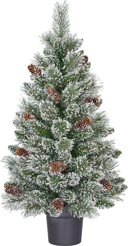 Black Box Trees Vandans Artificial Christmas Tree in Pot - H90 x Ø48 cm - Green Frosted