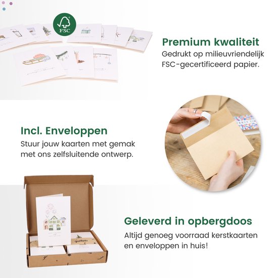 Partizzle 36x Cartes de Noël de luxe avec enveloppes - Cartes de Nouvel An - 2025 Collection / 12 Designs