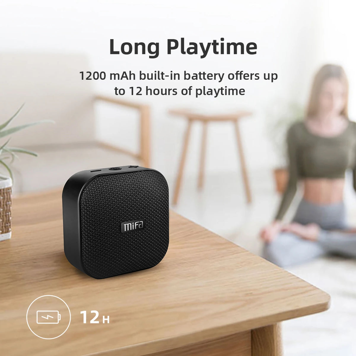 Enceinte Bluetooth Mifa A1 - Mini enceinte stéréo sans fil - Étanche - Mains libres - 85 × 46 × 86 mm - Noir