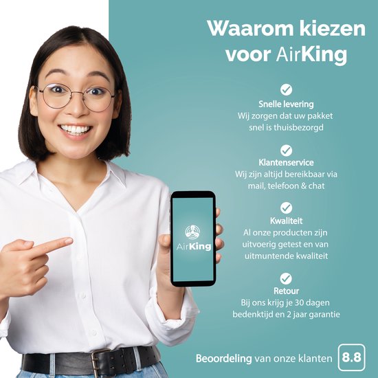 AirKing Humidificateur - Noir - Topfill - Hygromètre - Aroma