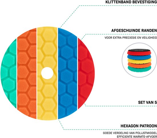 VONROC Disques de polissage - Ø 125mm - Disques de polissage - Jeu complet de 5 pièces correction, restauration de la brillance et finition