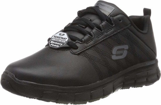 Baskets Skechers Work Relaxed Fit en cuir noir - Femmes
