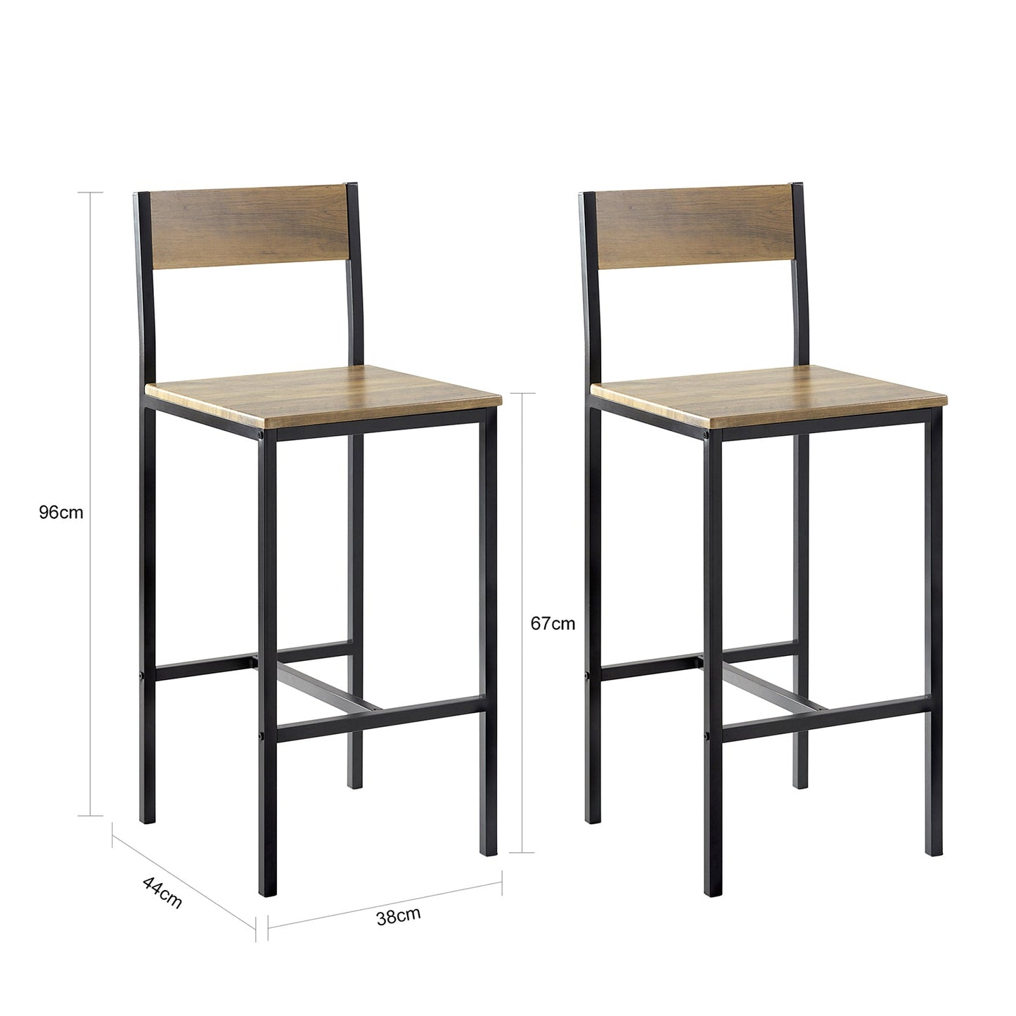 SoBuy Tabourets de bar set de 2 - Max 120 kg - 39 x 41 x 95cm - Bois