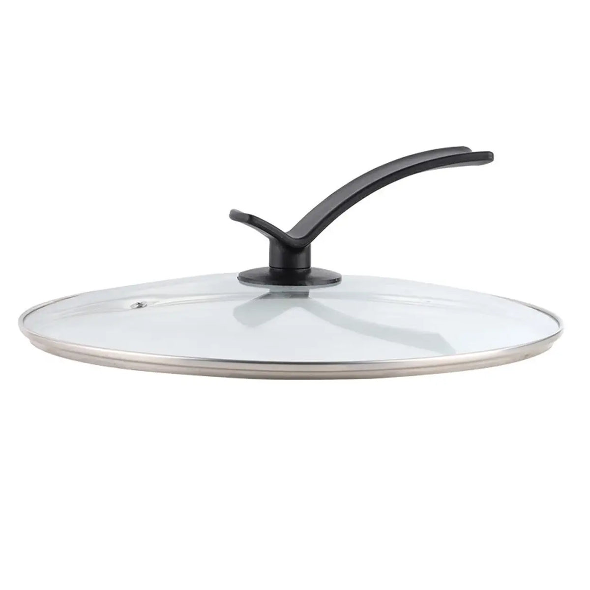 Couvercle de casserole en verre trempé - 34 cm - Avec orifice d'évacuation de la vapeur - Résistant à la chaleur - Bord en acier inoxydable - Poignée de 13 cm