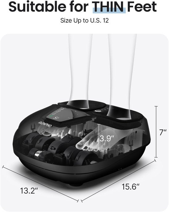 RENPHO Masseur de pieds Shiatsu FM058R - Design compact - Fonction chaleur - Intensité réglable - avec télécommande - Noir
