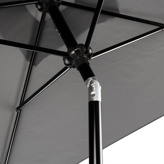 Parasol à mât Tristar - Carré - 200 x 200 cm - Balcon et jardin - Inclinable - Housse de protection incluse - PA-7901 - Gris foncé