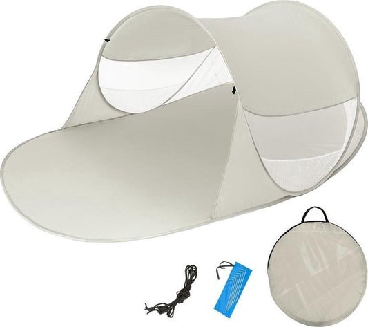 Tente de plage pop-up 245 cm x 145 cm x 95cm gris clair 401677